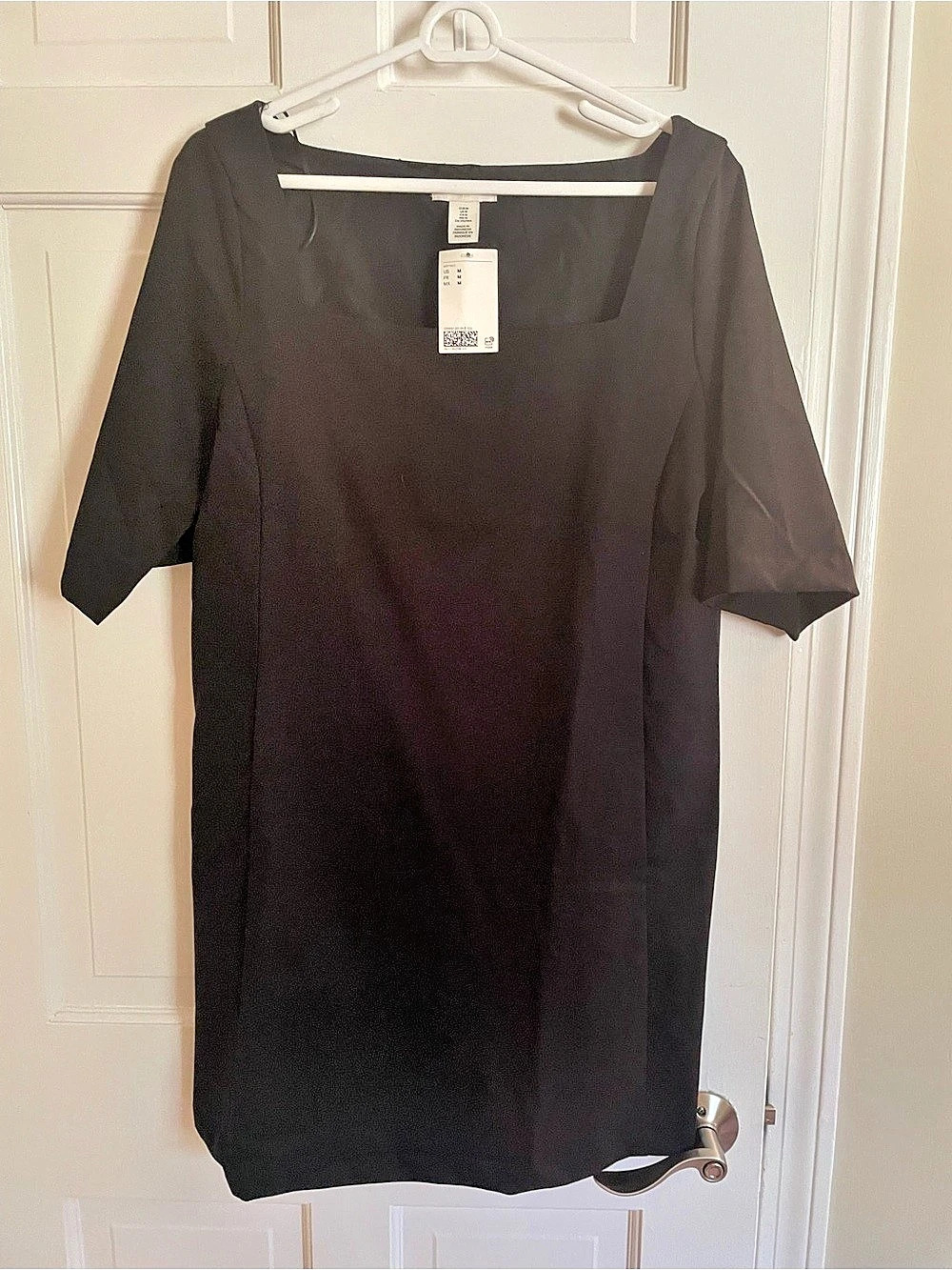 H&Medium Twill Shift Dress Black Mini Dress Size Medium NWT